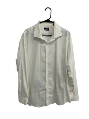 Esquire 18 Mens White Performance Slim Fit Dress Shirt Non Iron Minimalist